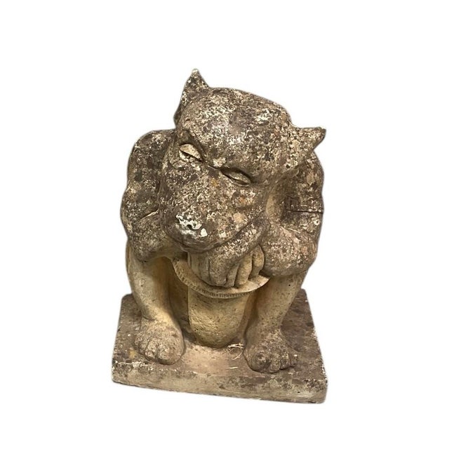 Vintage Cast Stone Gargoyle Sentinel Statue For Sale In West Palm - Image 6 of 12
