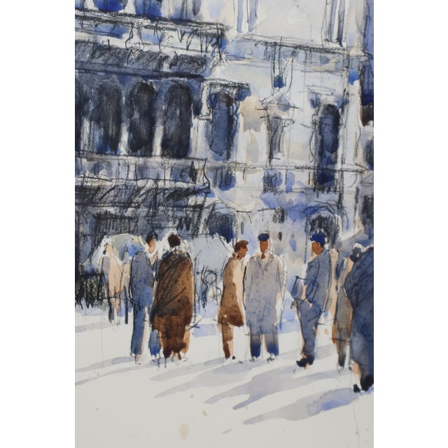 Paper Jeffrey Harpham “A Meeting at Campo Maria Formosa” 2003 Venice Watercolor For Sale - Image 7 of 14