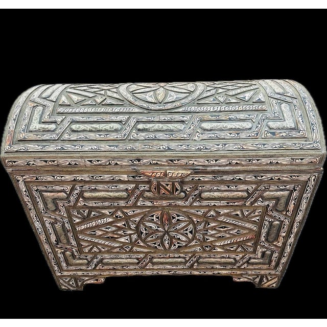 Amazing rare Antique Moroccan Trunk Chest, just stunning artwork heavily inlaid with camel bones. Intricately detailed...