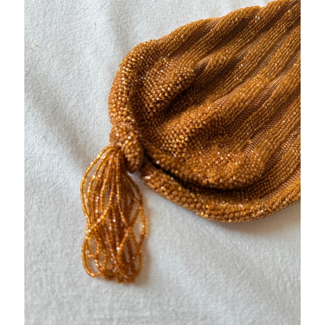 Textile Vintage 1920s Art Deco Amber Beaded Reticule Purse For Sale - Image 7 of 9