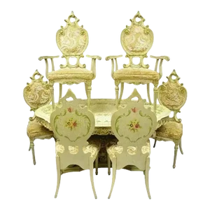 Mid 20th Century Silik Style Italian Baroque Rococo Dining Room Set by John Turano & Sons - 7 Pcs
