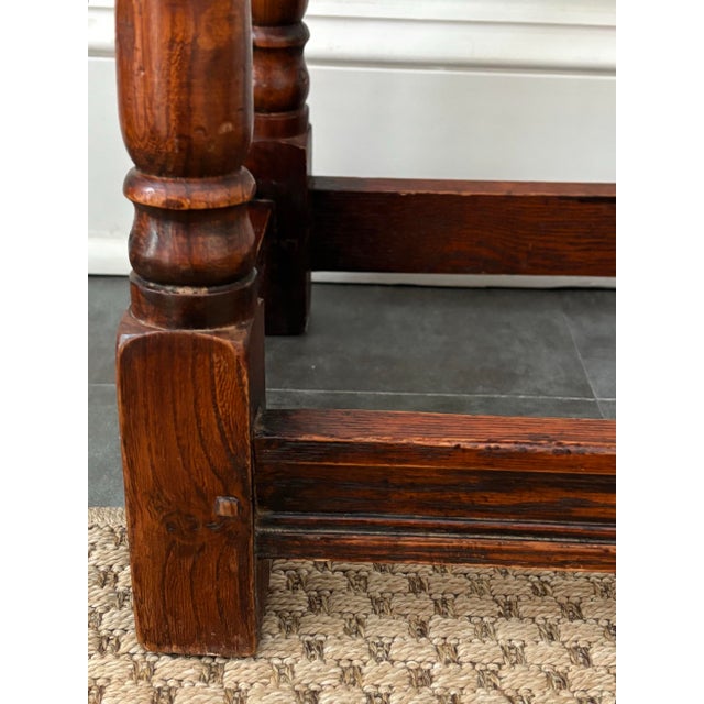 Brown 19th Century English Oak Carved Joint Stool For Sale - Image 8 of 12