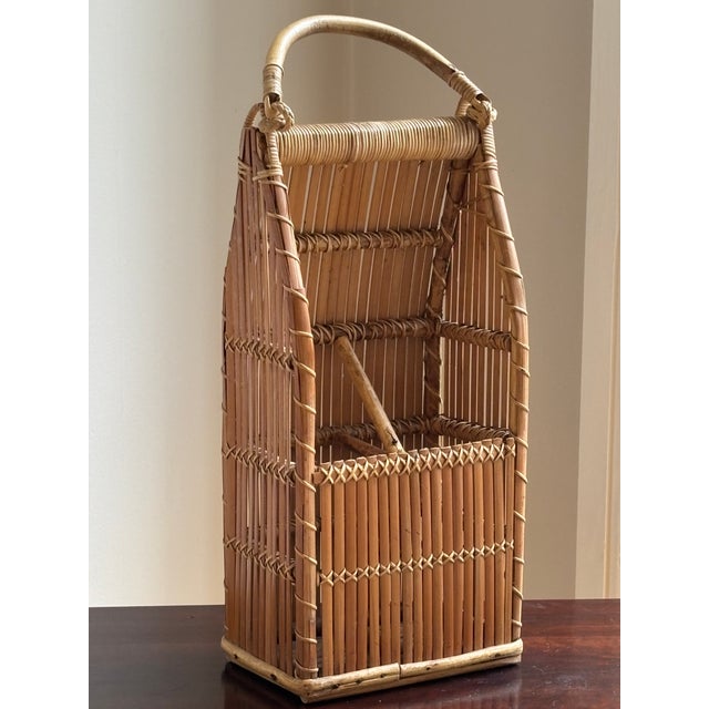 Mid-20th Century Bamboo & Rattan Wine Caddy For Sale - Image 9 of 15