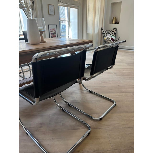 Black Leather Chairs by Ludwig Mies van der Rohe, 1960s, Set of 2 For Sale - Image 12 of 16