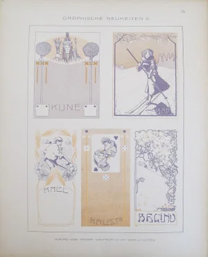 Vintage German Designer Sheets, C. 1900 - A Pair