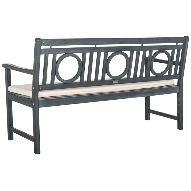 Modern Elise 3 Seat Bench in Ash Grey & Beige For Sale - Image 3 of 6