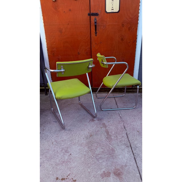 Metal 1930s Pair of Gilbert Rohde for Troy Sunshade "Z" Chairs – Streamline Moderne For Sale - Image 7 of 9