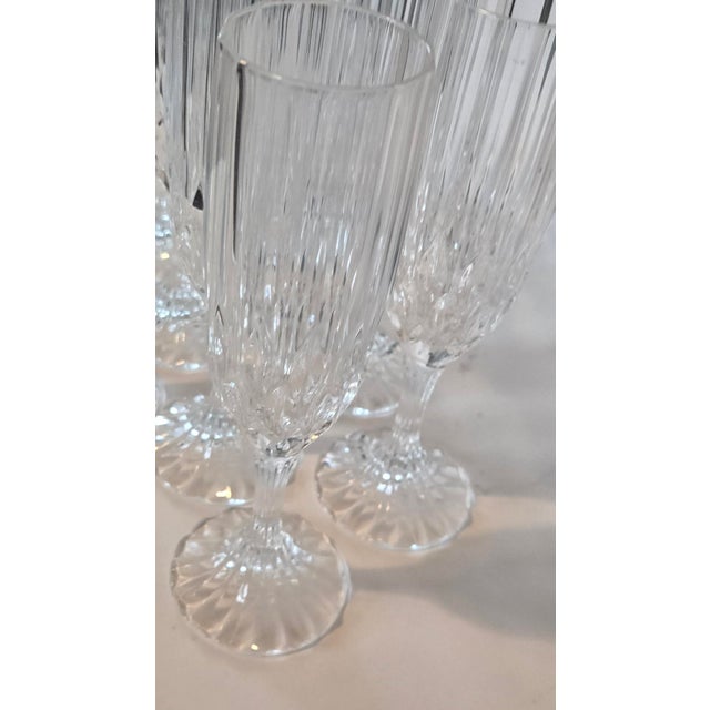 Vintage French Crystal Champagne Flutes- Set of Eight For Sale - Image 11 of 15