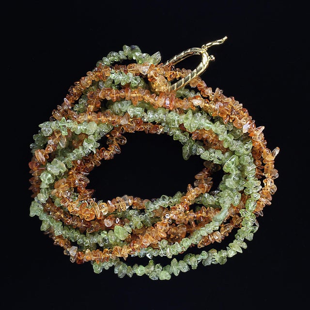 Peridot and Citrine Polished Chip Eternity Necklace For Sale In Raleigh - Image 6 of 6
