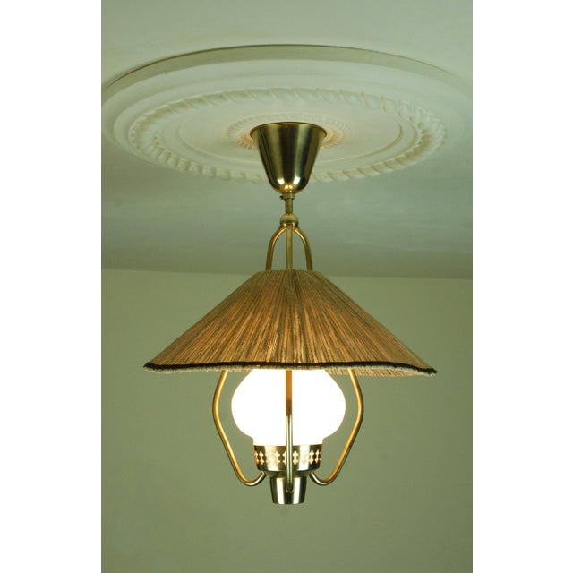 Opaline Glass and Brass Pendant Lamp by Hans Bergström for Asea Belysning, 1940s For Sale - Image 11 of 11