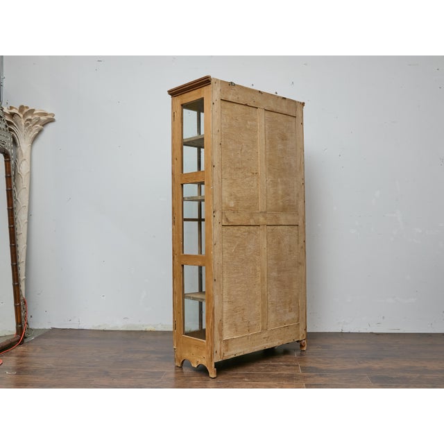 Brown 19th Century English Pine Glass Door Cabinet with Painted Interior For Sale - Image 8 of 8