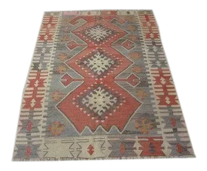 Turkish Anatolian Oushak Vintage Kilim Rug - 3′2″ × 4′7″