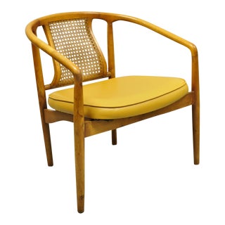 Mid Century Modern Bentwood Cane Back Arm Club Chair by Modern Upholstered For Sale