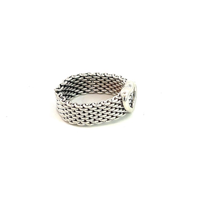Traditional 1990s Tiffany & Co Estate Somerset Heart Ring Size 5.5 Sterling Silver 6.5 mm For Sale - Image 3 of 10