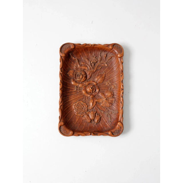 Vintage Syroco Style Floral Composite Wood Tray For Sale - Image 6 of 9
