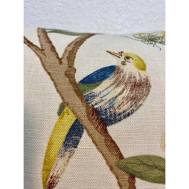 Pair of 22” Square Pillows Adorned With Birds, Butterflies and a Pink Floral Print - Made in U K For Sale - Image 10 of 12