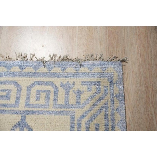 Contemporary 6x9 Ivory Hand-Knotted Wool Bamboo Silk Abstract Tree Motifist Design Carpet Rug For Sale - Image 3 of 7