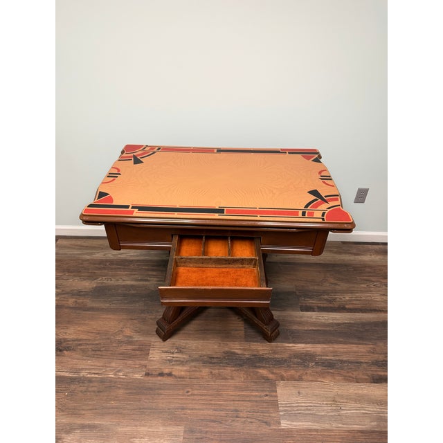 Vintage Art Deco Enamel Top Dining Table & 4 Chairs – Rare Geometric Design For Sale In Birmingham - Image 6 of 8