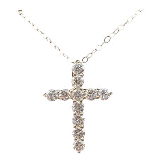 Natural Diamond Cross Necklace 14kt Yellow Gold 0.68ctw Gh Si New For Sale