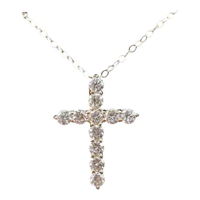 Natural Diamond Cross Necklace 14kt Yellow Gold 0.68ctw Gh Si New For Sale