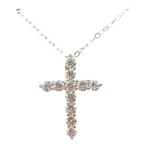 Natural Diamond Cross Necklace 14kt Yellow Gold 0.68ctw Gh Si New