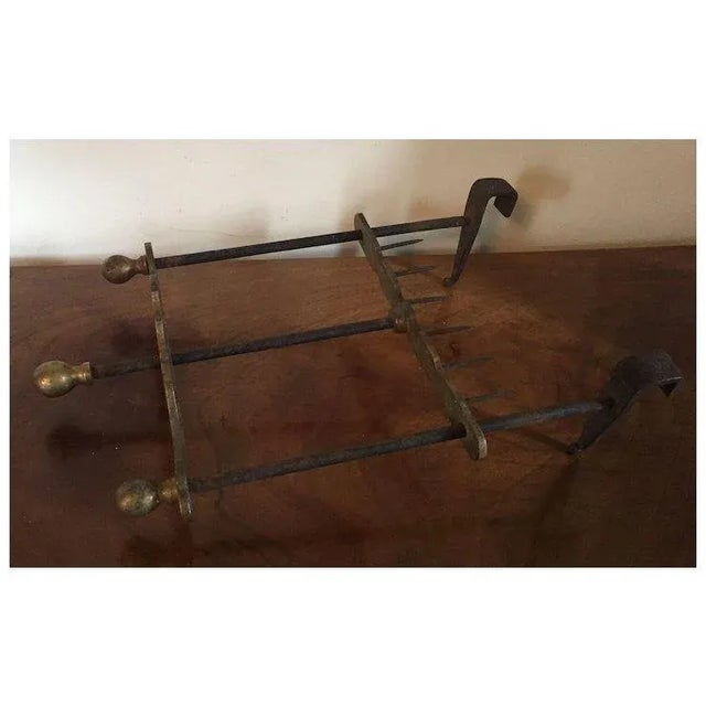 Antique 19th Century English George III Brass & Iron Meat or Game Bird Cooking Rack Spit Tool for the Fireplace Hearth For Sale - Image 10 of 13