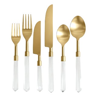 Prism Flatware - Clear + Gold, 6-Piece Set For Sale