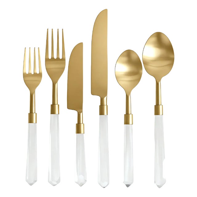 Prism Flatware - Clear + Gold, 6-Piece Set For Sale