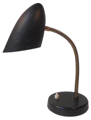 Danish Brass & Matte Black Table Lamp from Fog & Mørup, 1940s