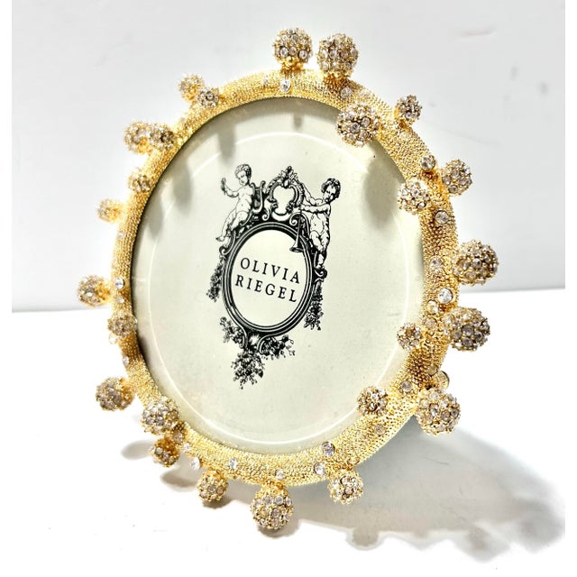 Metal 1990s Olivia Riegel Gilt Metal Jeweled Picture Frame – Crystal Embellished Hollywood Regency Style For Sale - Image 7 of 9
