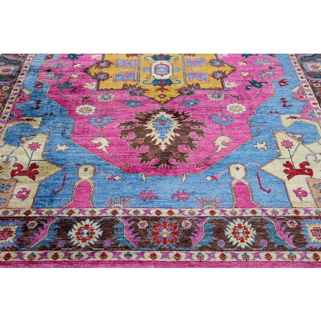 Stunning in its contemporary style, this silk rug showcases a mesmerizing all-over design in a captivating shade of blue....