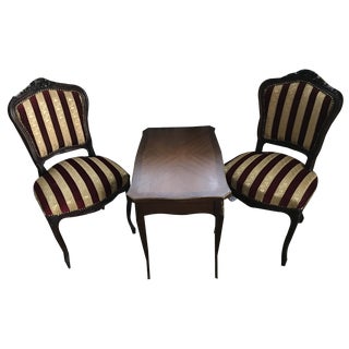 19th Century Louis Philippe Table and Chairs Set, Set of 3 For Sale