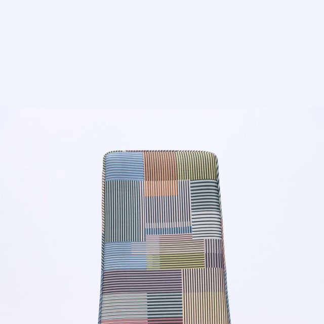 Contemporary Tall Back Side Chair Covered in Paul Smith Fabric For Sale - Image 4 of 7