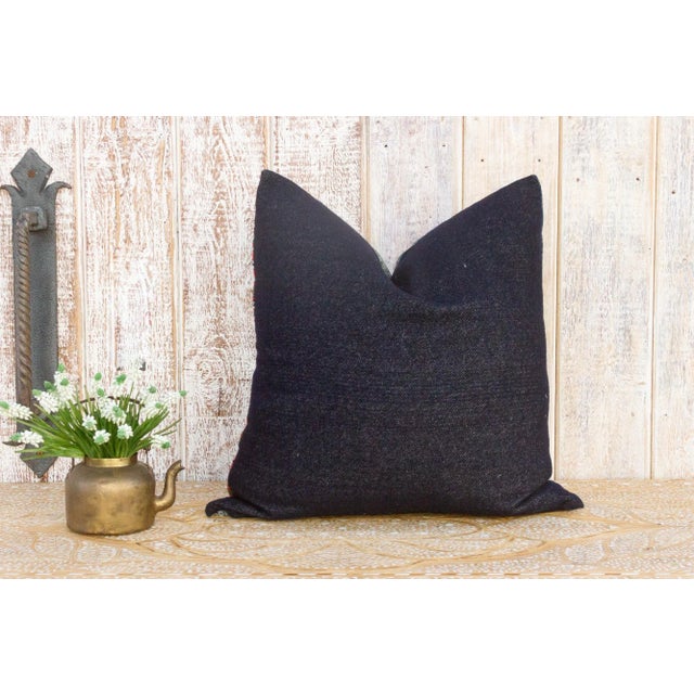 Orange Large Antique Hmong Patch Pillow For Sale - Image 8 of 10