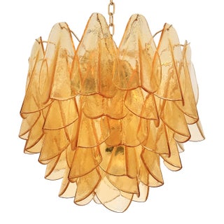Contemporary Modern Amber "Rondini" Murano Glass Chandelier. For Sale