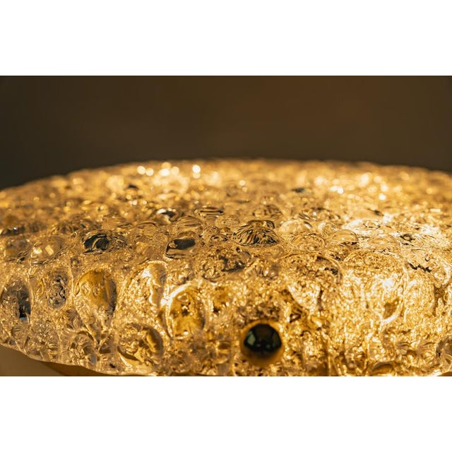 1970s Large Round Ice Glass Flush Mount from Hillebrand, Germany, 1970s For Sale - Image 5 of 8