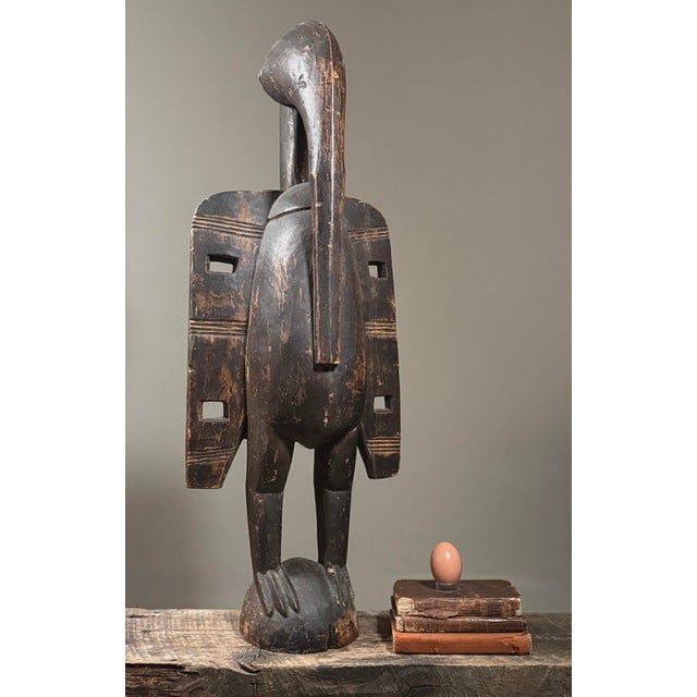 Large Antique Hand Carved African Folk Art Senufo Calao Bird Statue For Sale In Philadelphia - Image 6 of 12