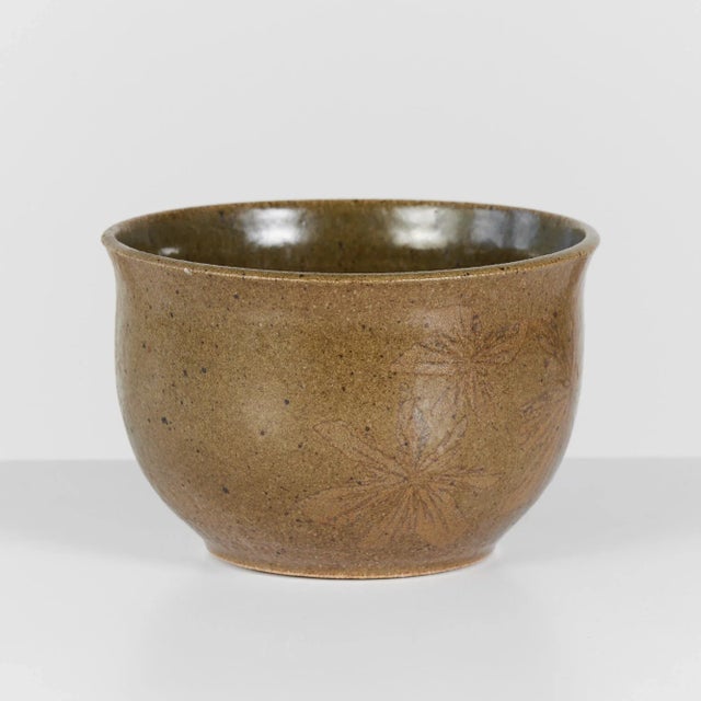 Robert Maxwell Glazed Studio Pottery Planter With Floral Motif For Sale - Image 11 of 11