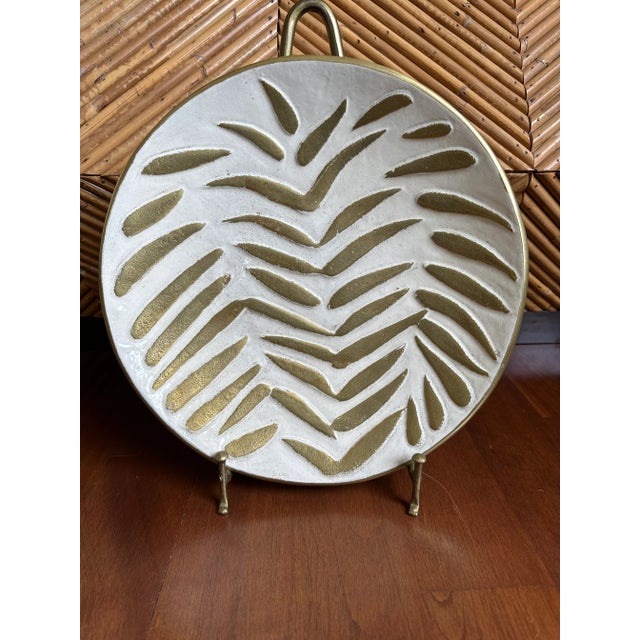 Vintage 1980’s Enameled Palm Leaf Decorative Plate For Sale In Los Angeles - Image 6 of 8