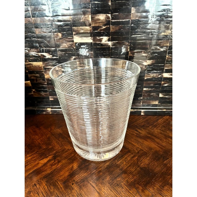 Modern Ribbed Crystal Ice or Champagne Bucket For Sale - Image 3 of 11