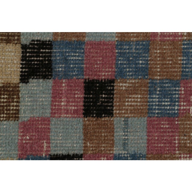 Textile Vintage Midcentury Diamond Pattern Pink and Blue Wool Rug by Rug & Kilim For Sale - Image 7 of 8