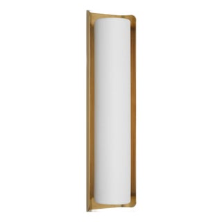 Windsor Smith for Visual Comfort Signature Penumbra 21" Sconce in Hand-Rubbed Antique Brass and White For Sale