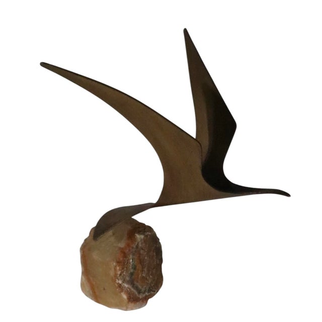 Brass Brutalist Seagull Sculpture by Jere 1980 For Sale - Image 8 of 11