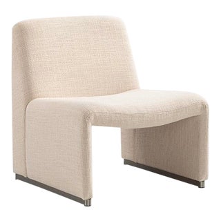 Vesta Columbo Lounge Chair in Off-White and Silver For Sale