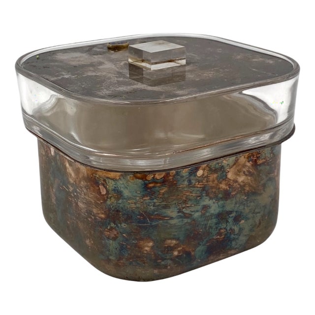 Mid-Century Modern Silver-Plated and Glass Ice Bucket, 1970s For Sale