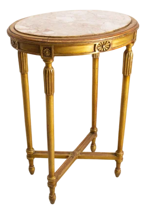 Louis XVI French Painted Wood & Marble Top Side Table, 1960