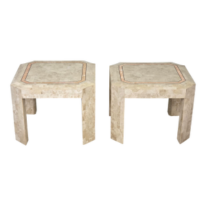 1980s Pair of Maitland-Smith Tesselated Stone Side Tables
