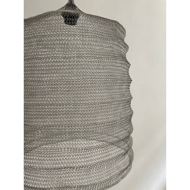 Metal 21st Century Handcrafted Knitted Lamp Wavy Bell in Silver Color, D35cm For Sale - Image 7 of 11