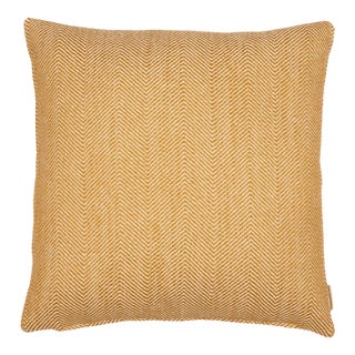 Ochre Herringbone Woven Cushion With Feather Filler - 42x42cm (17"x17") For Sale