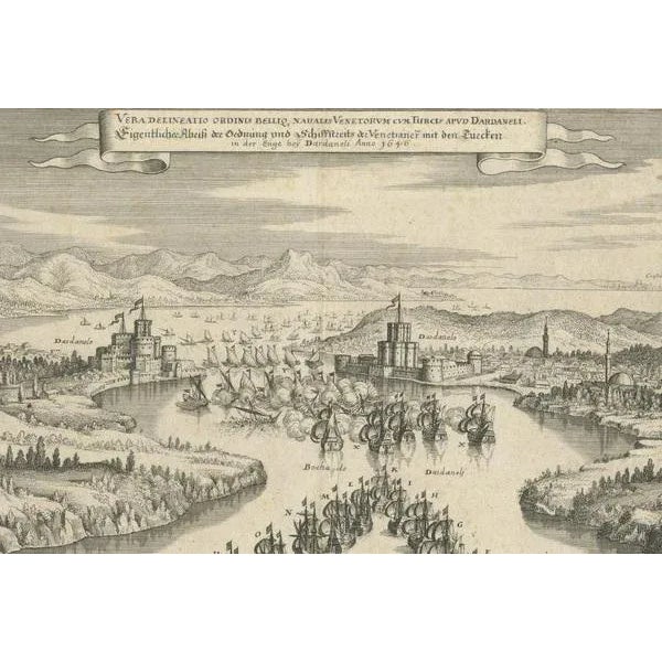Merian, The Battle Fleet Off Constantinople, 1646, Copper Engraving For Sale - Image 3 of 10